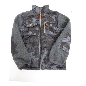 Snozu Soft Shell Boys SM (7-8) Black Gray Camo Warm Winter Jacket Outerwear Coat